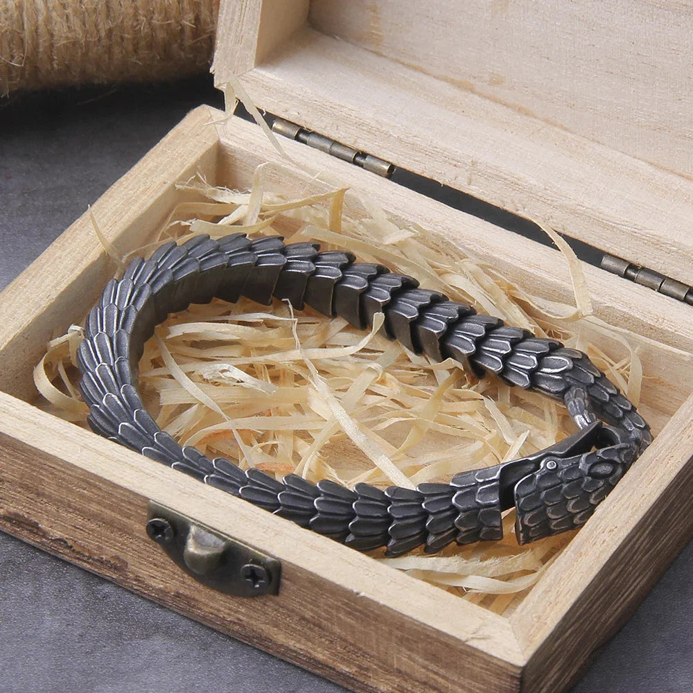 men's black snake chain bracelet stainless steel