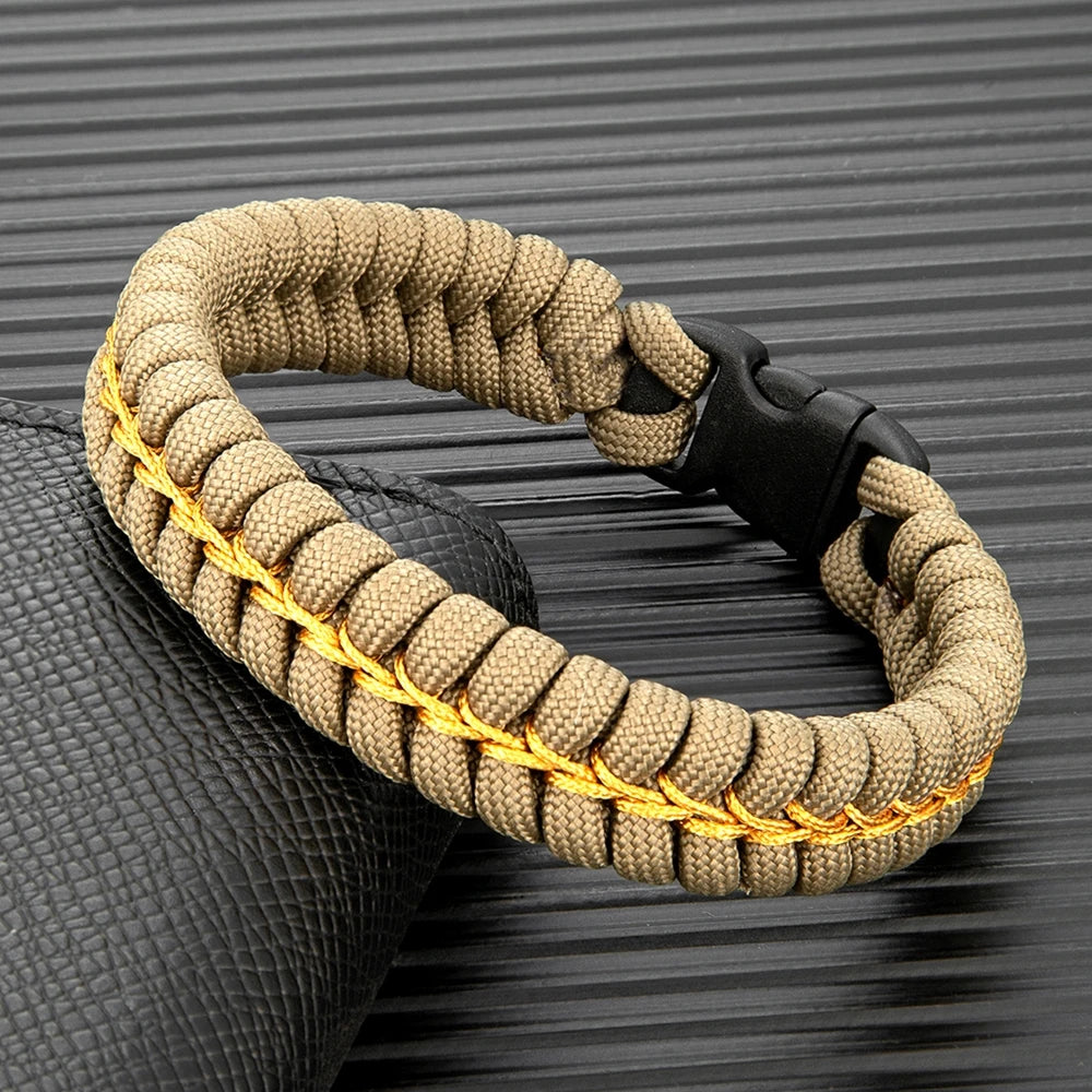 braided paracord survival bracelet with secure buckle closure