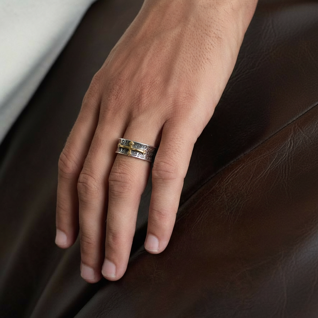 Cross symbol statement ring stainless steel Christian jewelry