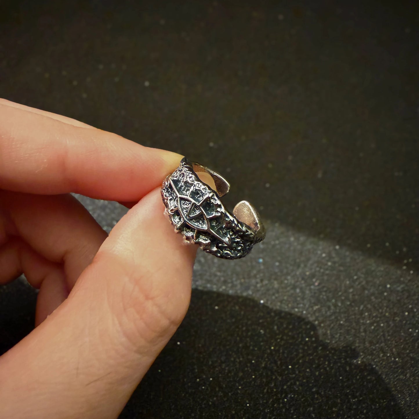 Fantasy chaos star ring adjustable gothic stainless steel jewelry