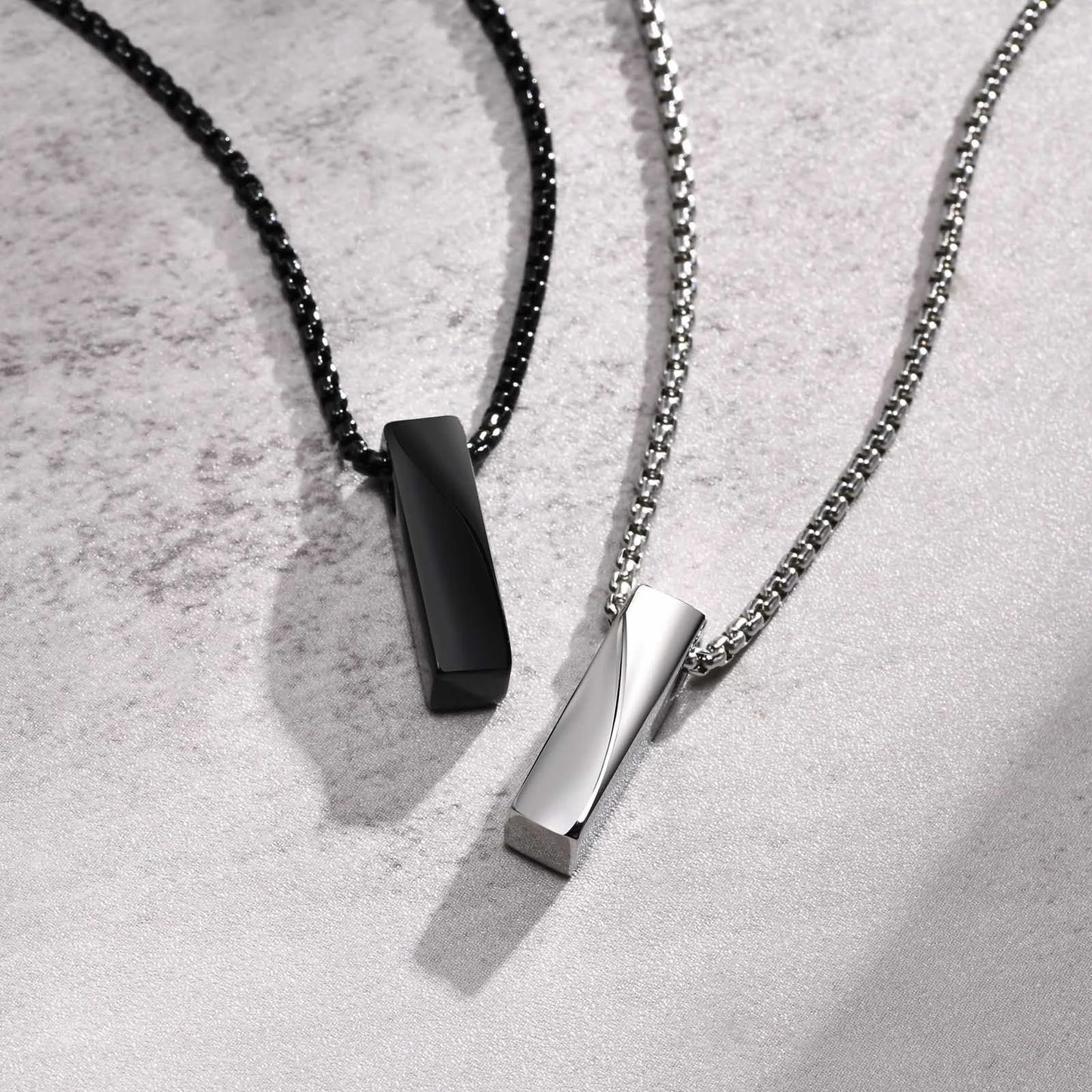 Modern stainless steel bar pendant necklace for everyday wear