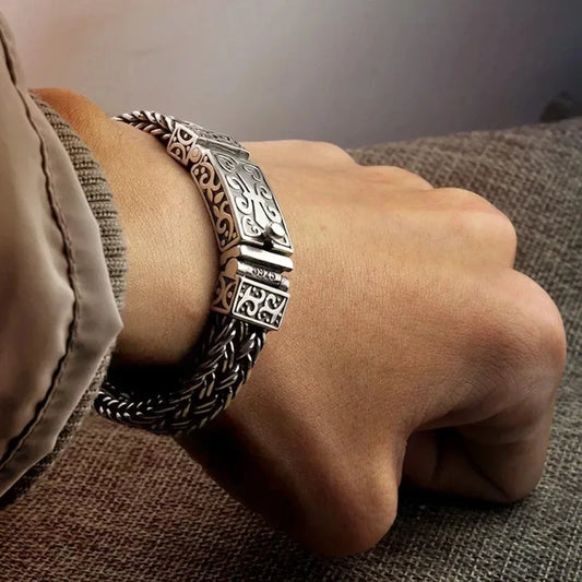 men's luxury sterling silver chain bracelet