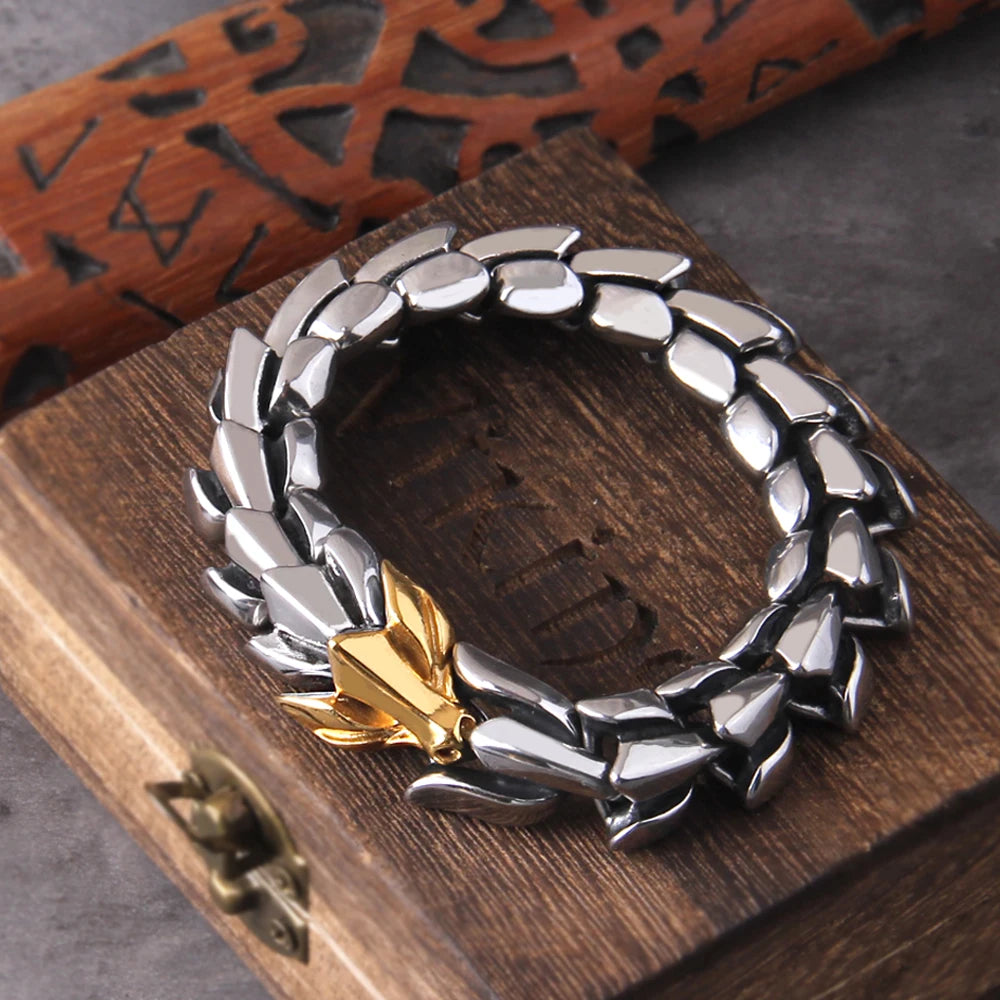 Ouroboros Viking bracelet stainless steel gold