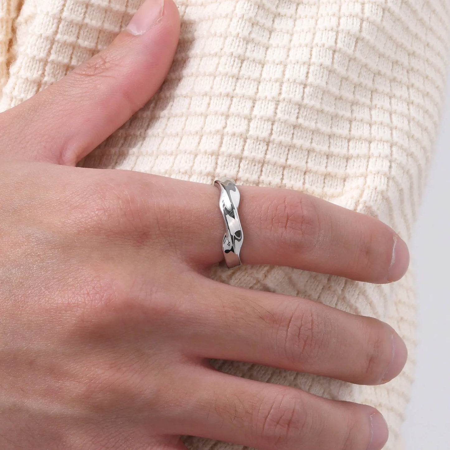 Sculptural mobius stainless steel ring minimalist jewelry