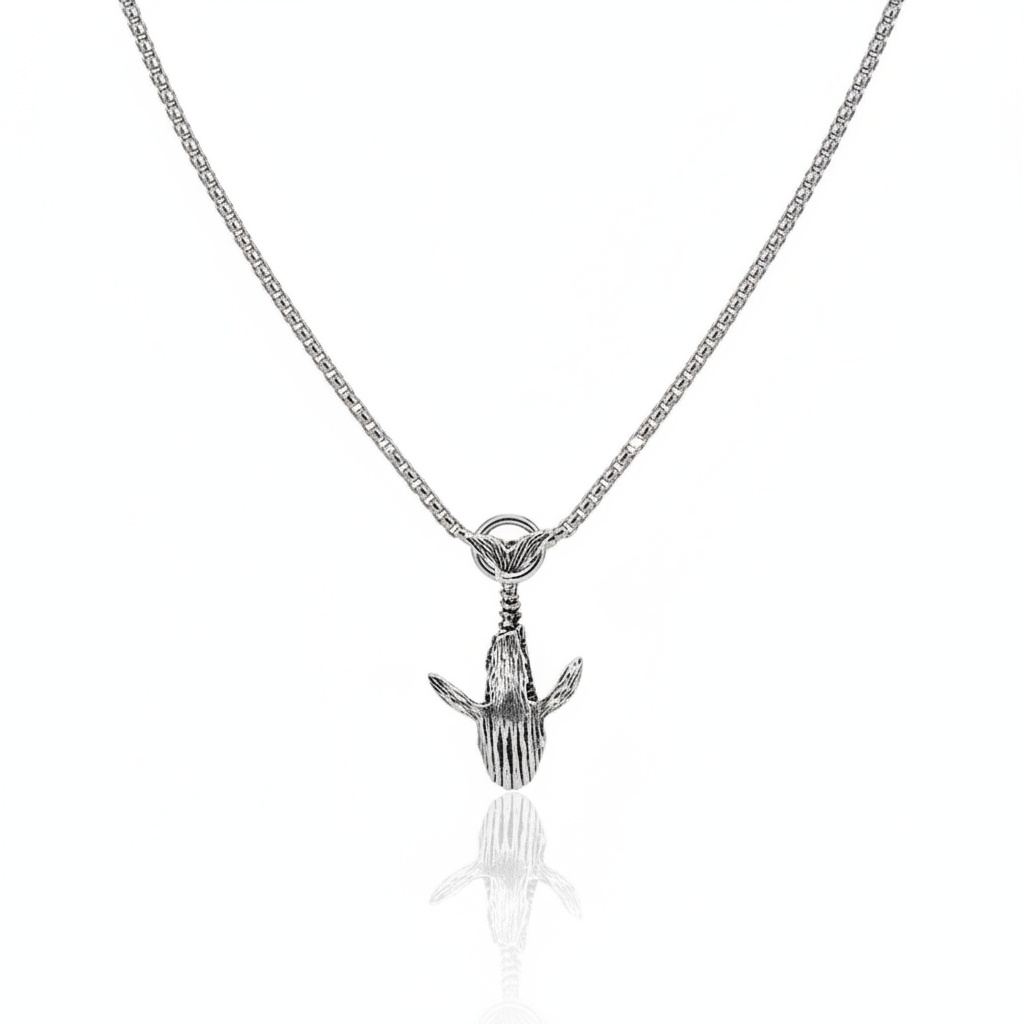52Hz whale pendant necklace in vintage stainless steel with ocean-inspired design