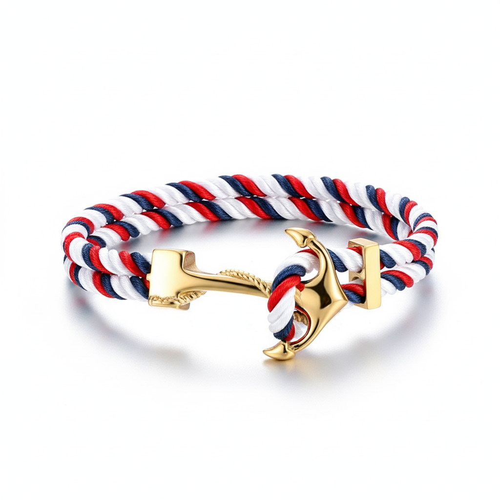 Gold Anchor Rope Bracelet