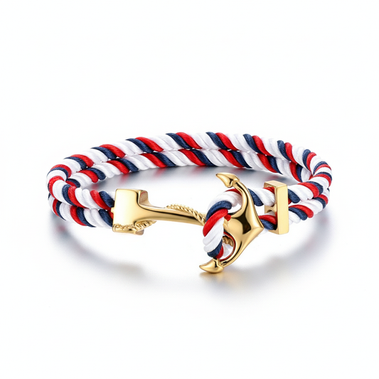 Gold Anchor Rope Bracelet
