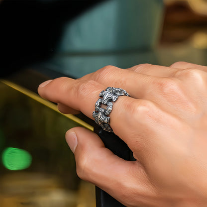 Adjustable cross ring stainless steel gothic chain design
