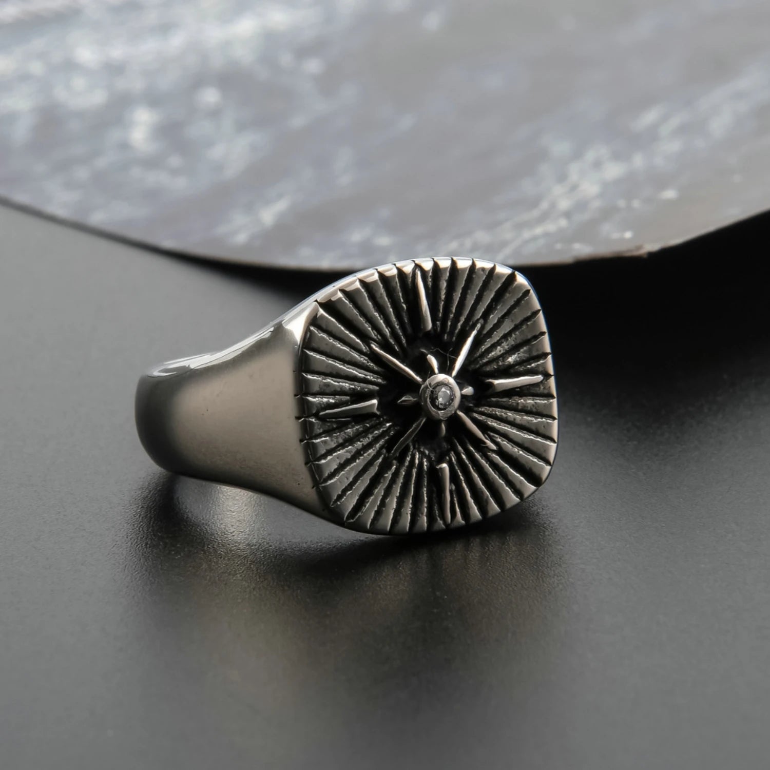 Adventure compass ring sterling silver navigation signet