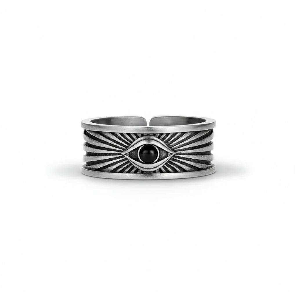All seeing eye stainless steel ring vintage providence symbol band