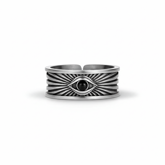 All seeing eye stainless steel ring vintage providence symbol band