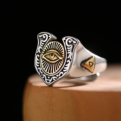 All seeing eye signet ring stainless steel eye of providence design