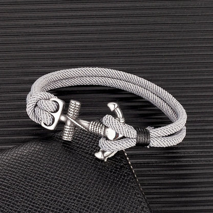 men's anchor rope bracelet with braided marine cord