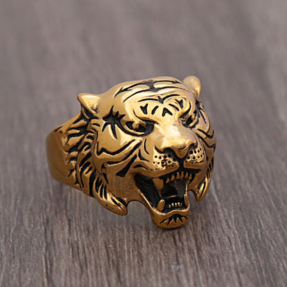Animal tiger statement ring stainless steel biker jewelry