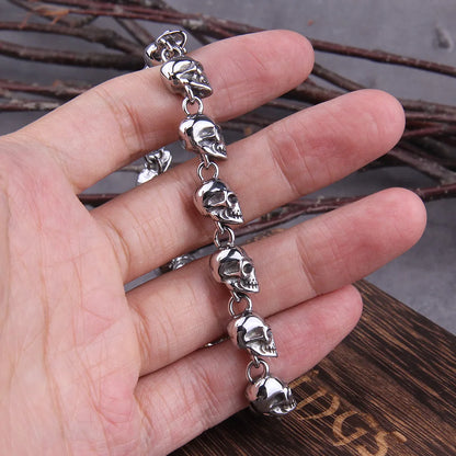 biker skull bracelet stainless steel chain