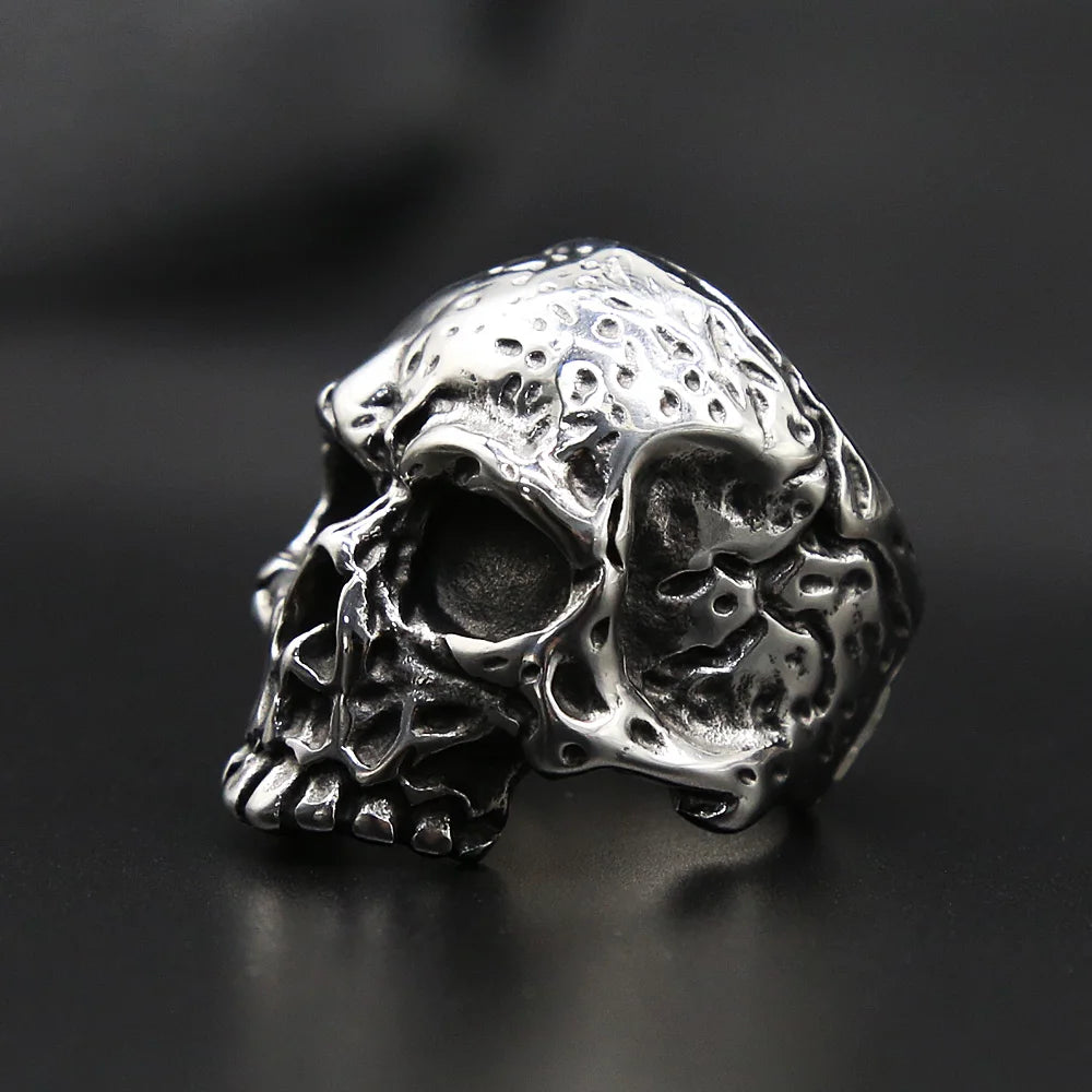 Biker skull statement ring stainless steel men jewelry