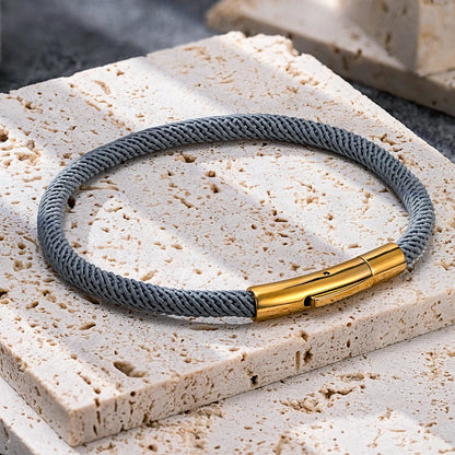 men's braided rope bracelet with gold clasp