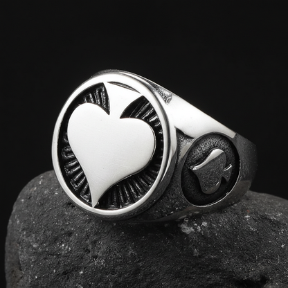Casino style ace of spades ring stainless steel men jewelry