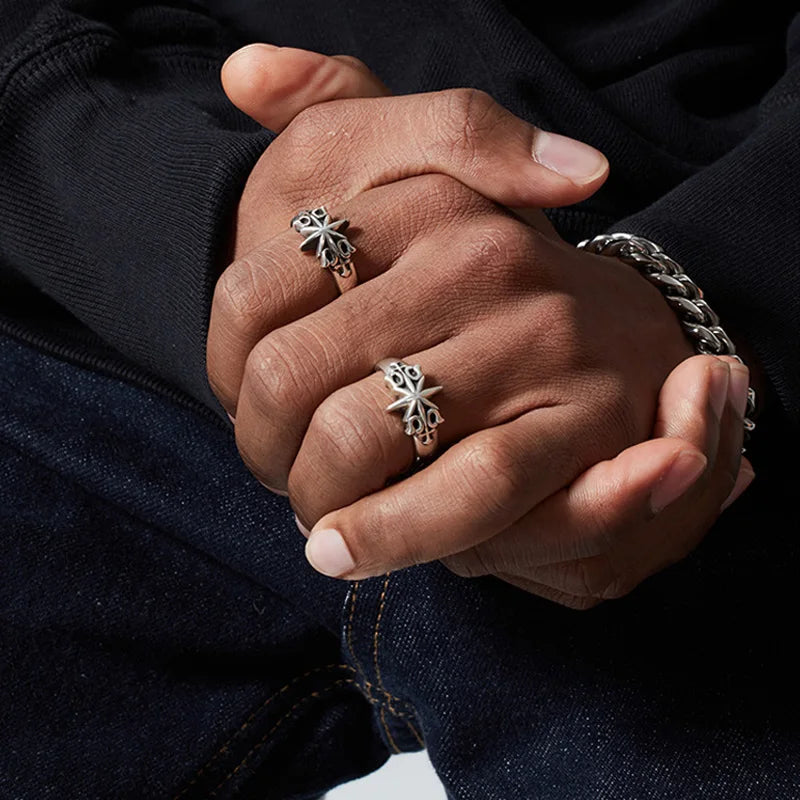 Celestial star symbol ring stainless steel vintage band