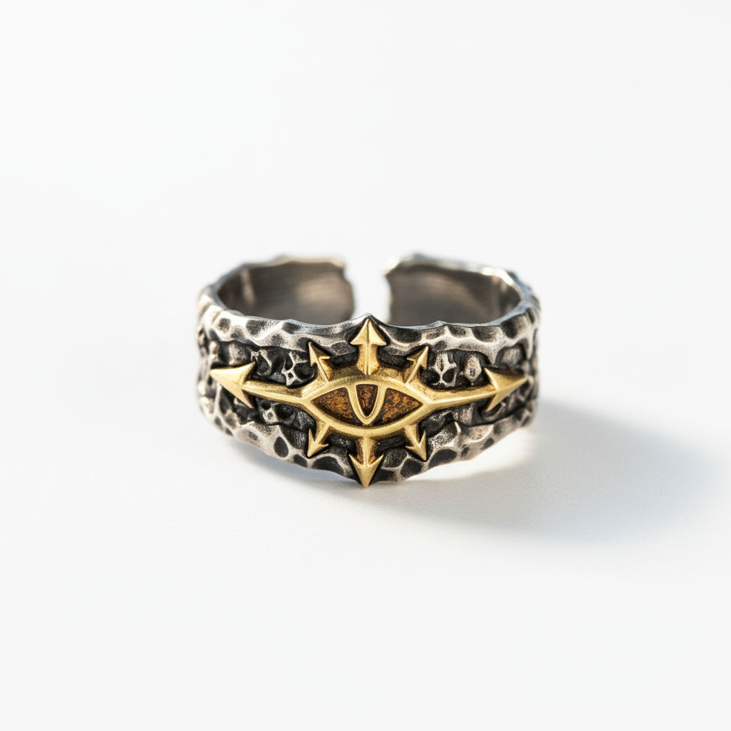 Chaos star gothic ring adjustable stainless steel fantasy ring