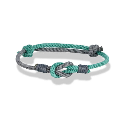 colorblock rope bracelet with mint green and grey braided cord