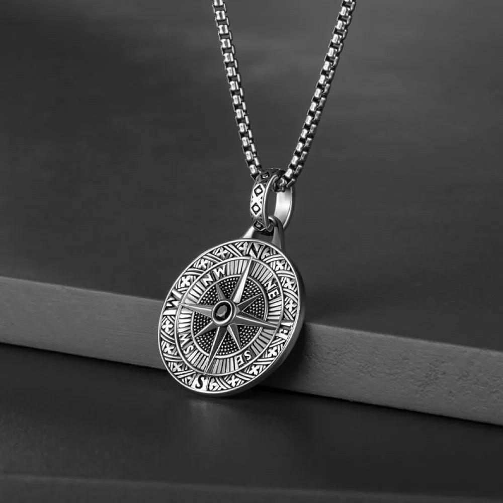 Vintage nautical compass necklace symbolizing adventure and direction