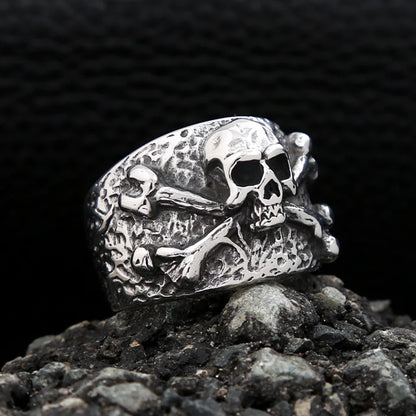 Crossbones skull ring stainless steel gothic biker style