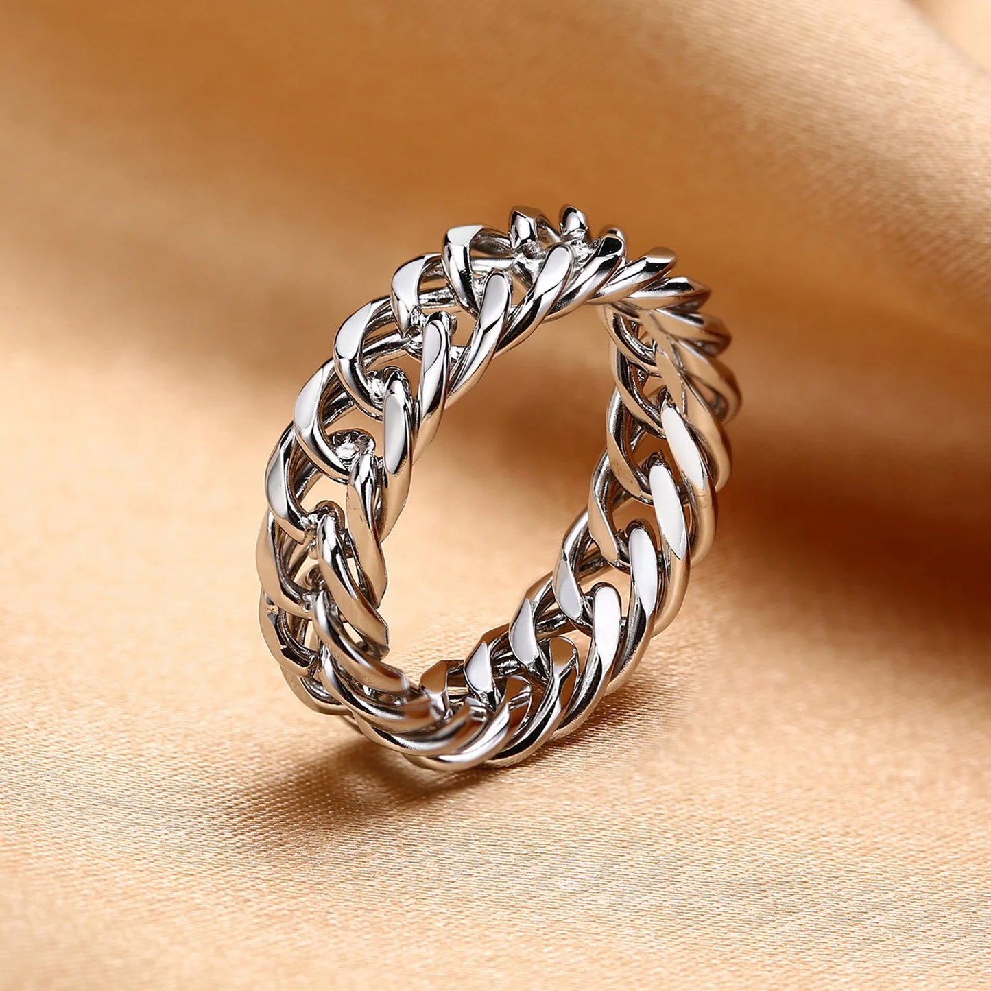 Cuban chain ring stainless steel statement jewelry
