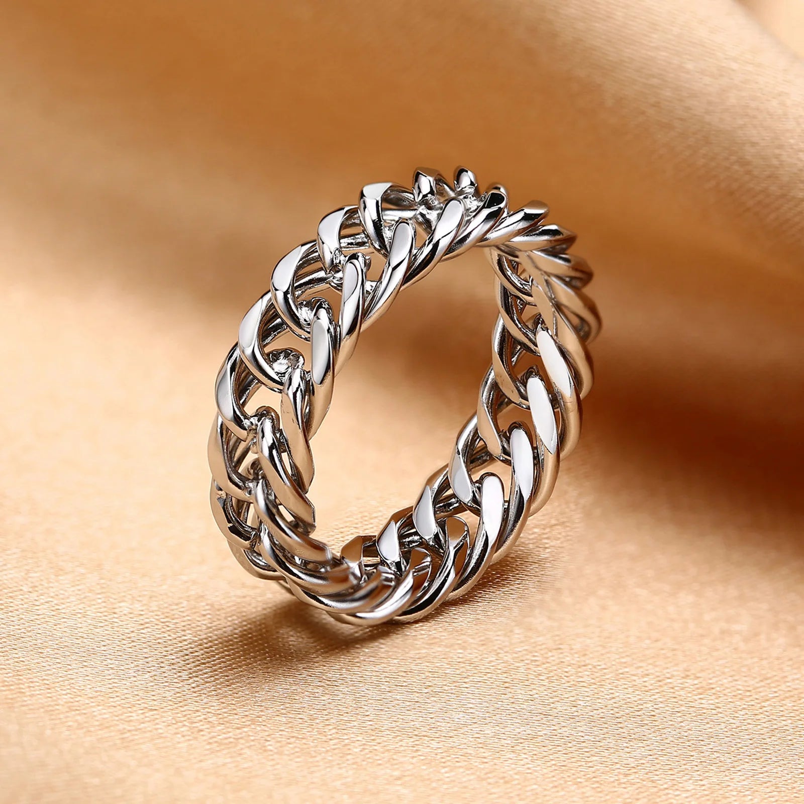 Cuban chain ring stainless steel statement jewelry