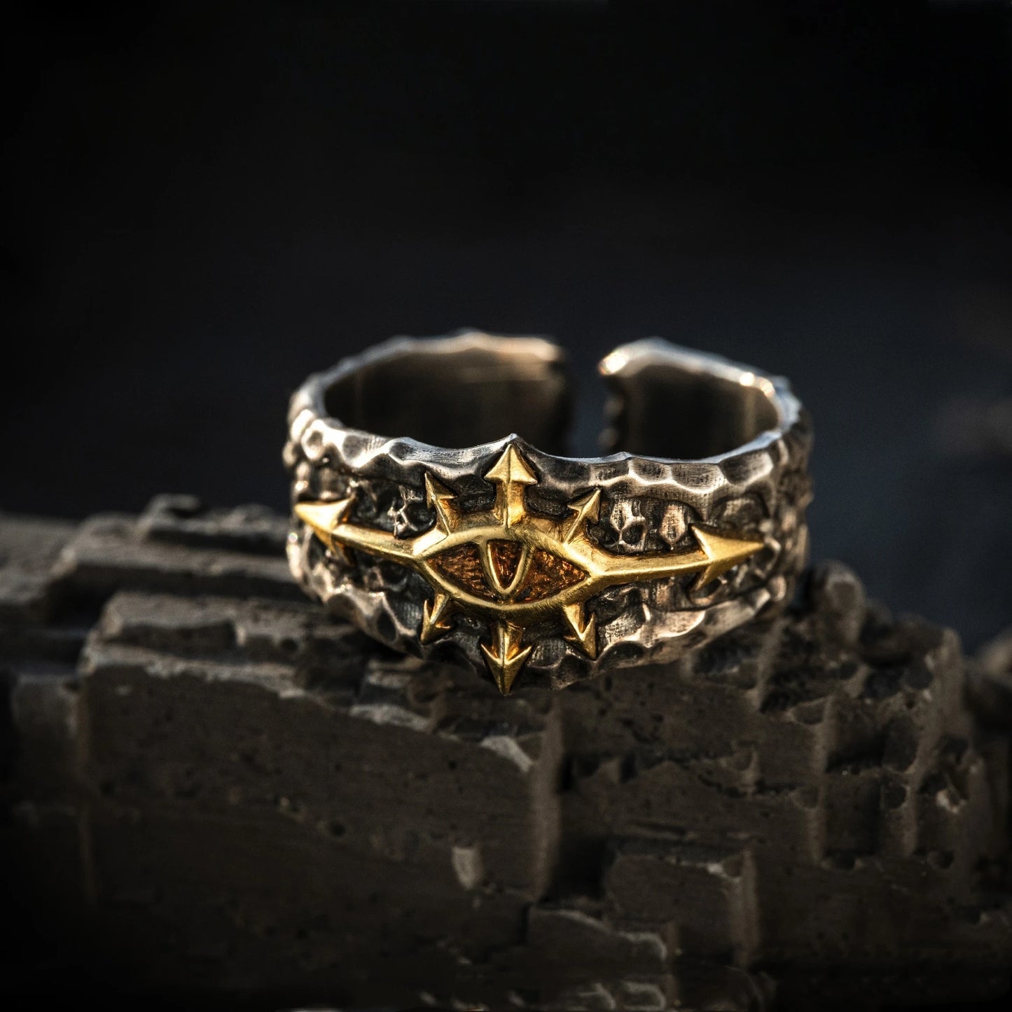 Dark fantasy symbol ring chaos star stainless steel jewelry