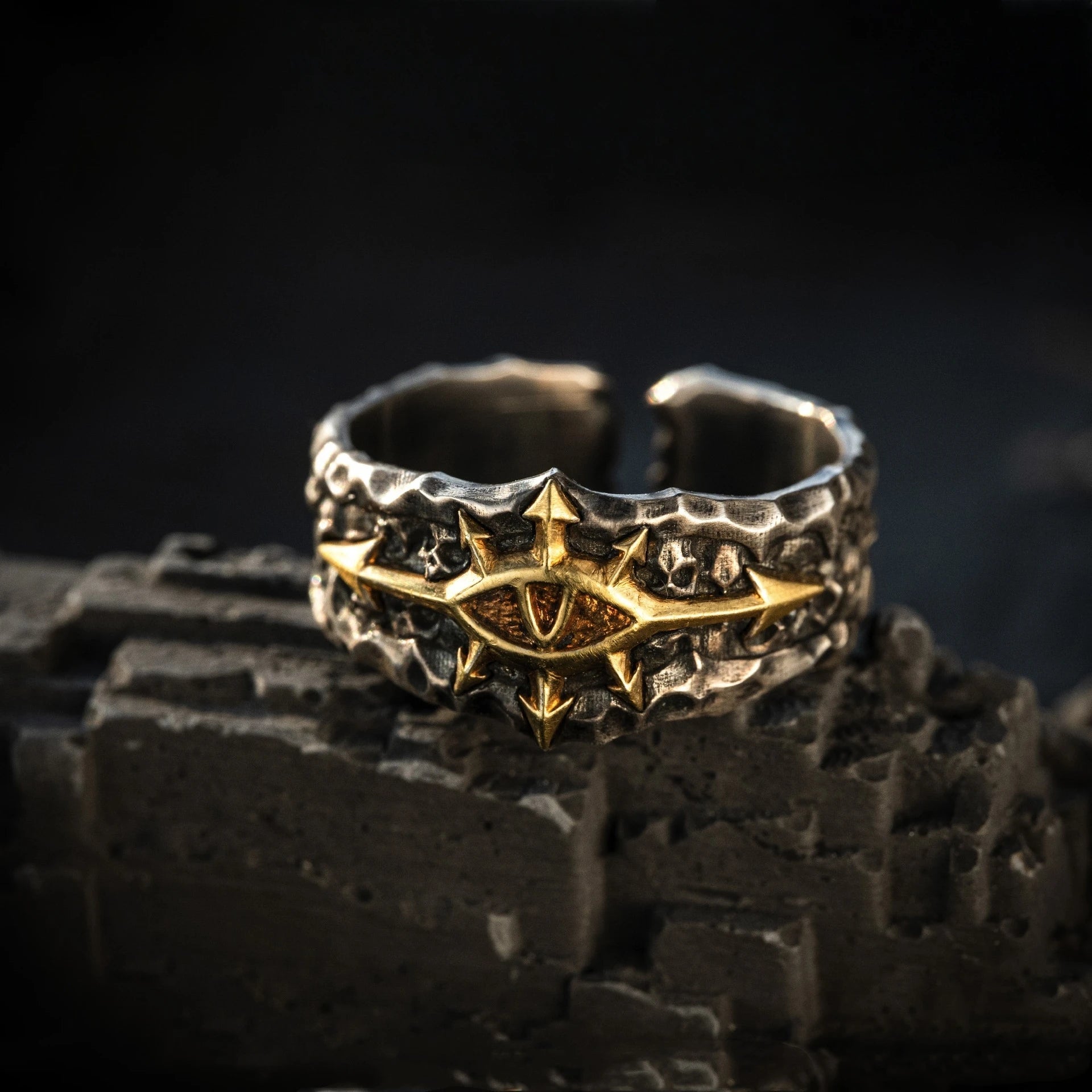Dark fantasy symbol ring chaos star stainless steel jewelry