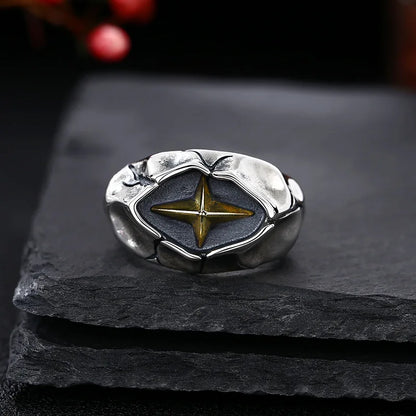 Distressed star statement ring stainless steel gothic jewelry