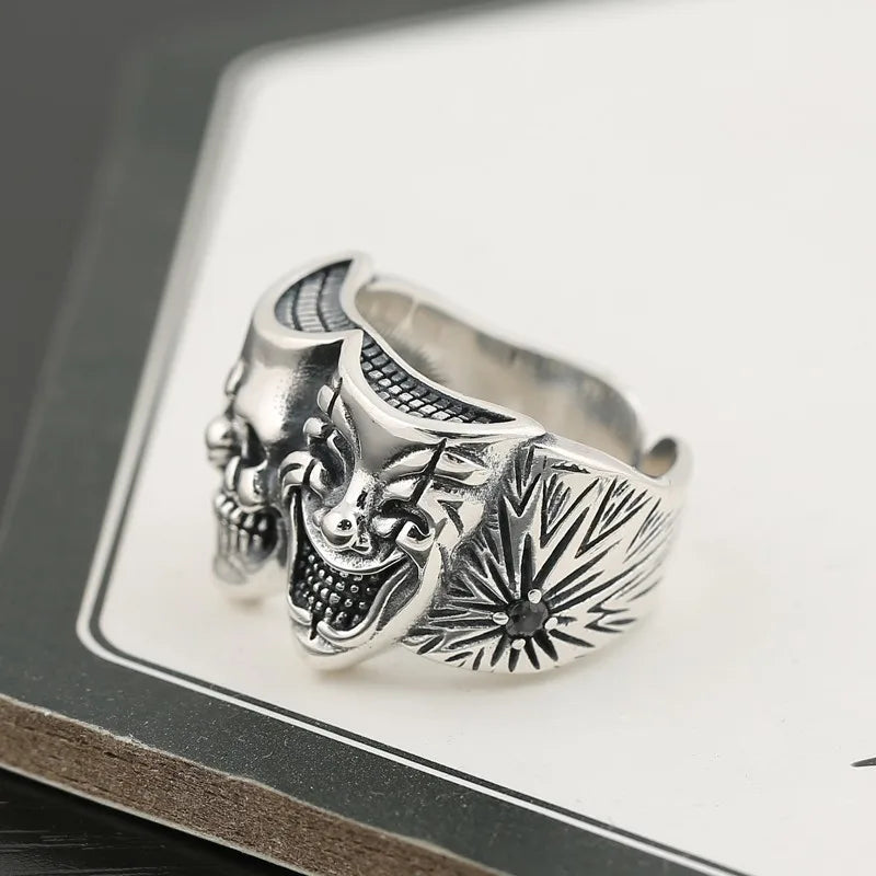 Dual face skull ring stainless steel gothic men’s ring