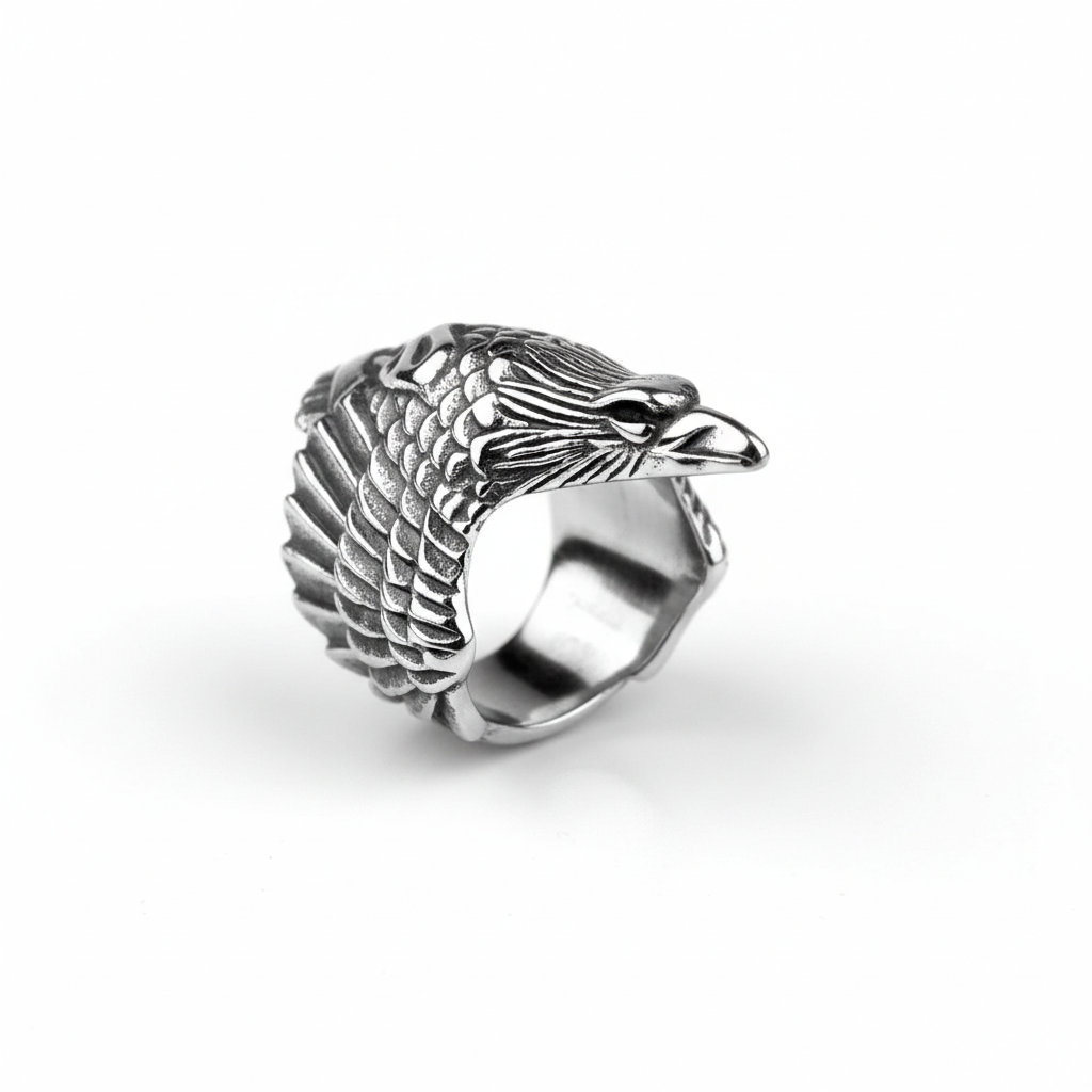 Eagle head ring stainless steel men biker statement ring