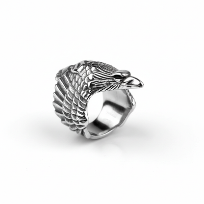 Eagle head ring stainless steel men biker statement ring