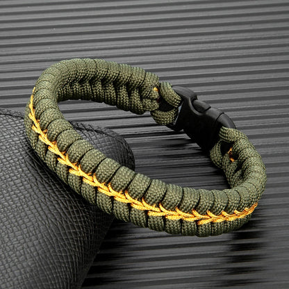 everyday carry paracord bracelet with survival knot weave