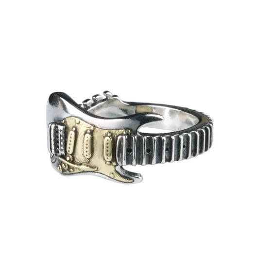 Electric guitar ring adjustable stainless steel musician jewelry