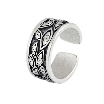 Evil eye pattern ring adjustable stainless steel gothic symbol ring
