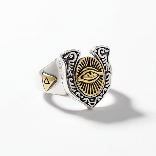 Eye of providence ring vintage stainless steel signet ring