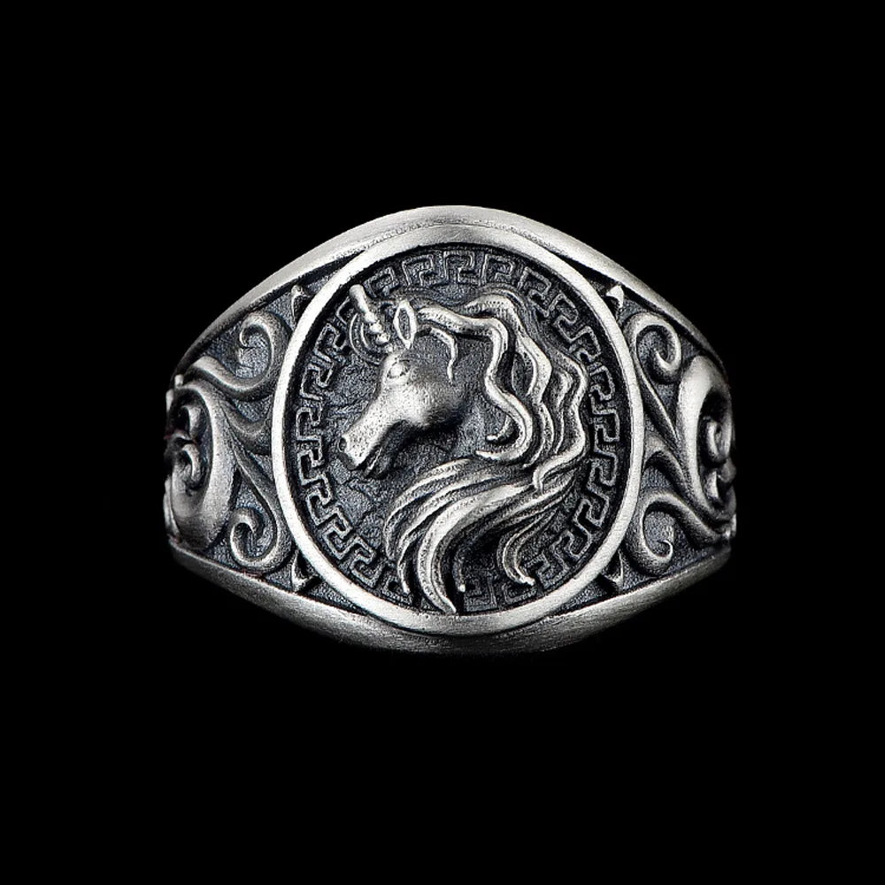 Fantasy unicorn ring stainless steel adjustable band