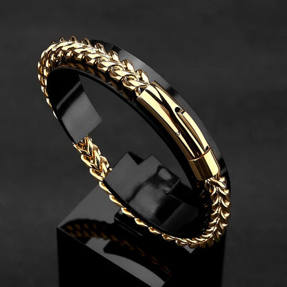 men's gold stainless steel chain bracelet biker style