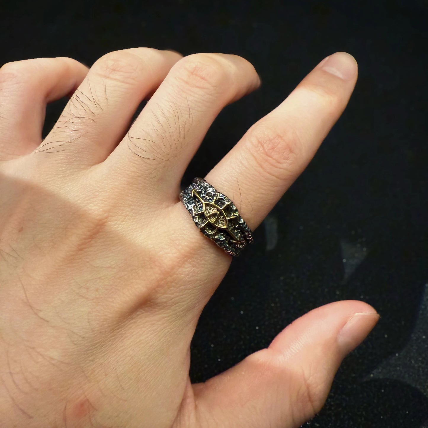 Gothic adjustable ring stainless steel dark fantasy jewelry