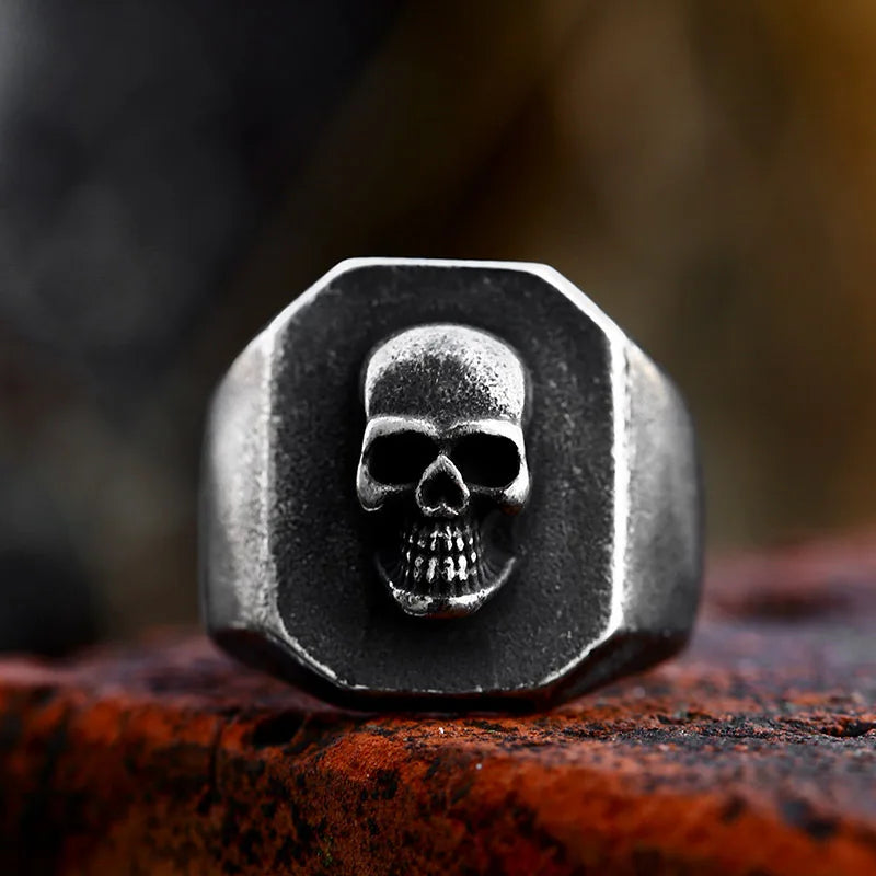 Gothic skull ring stainless steel biker jewelry