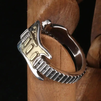 Guitarist statement ring stainless steel electric guitar design