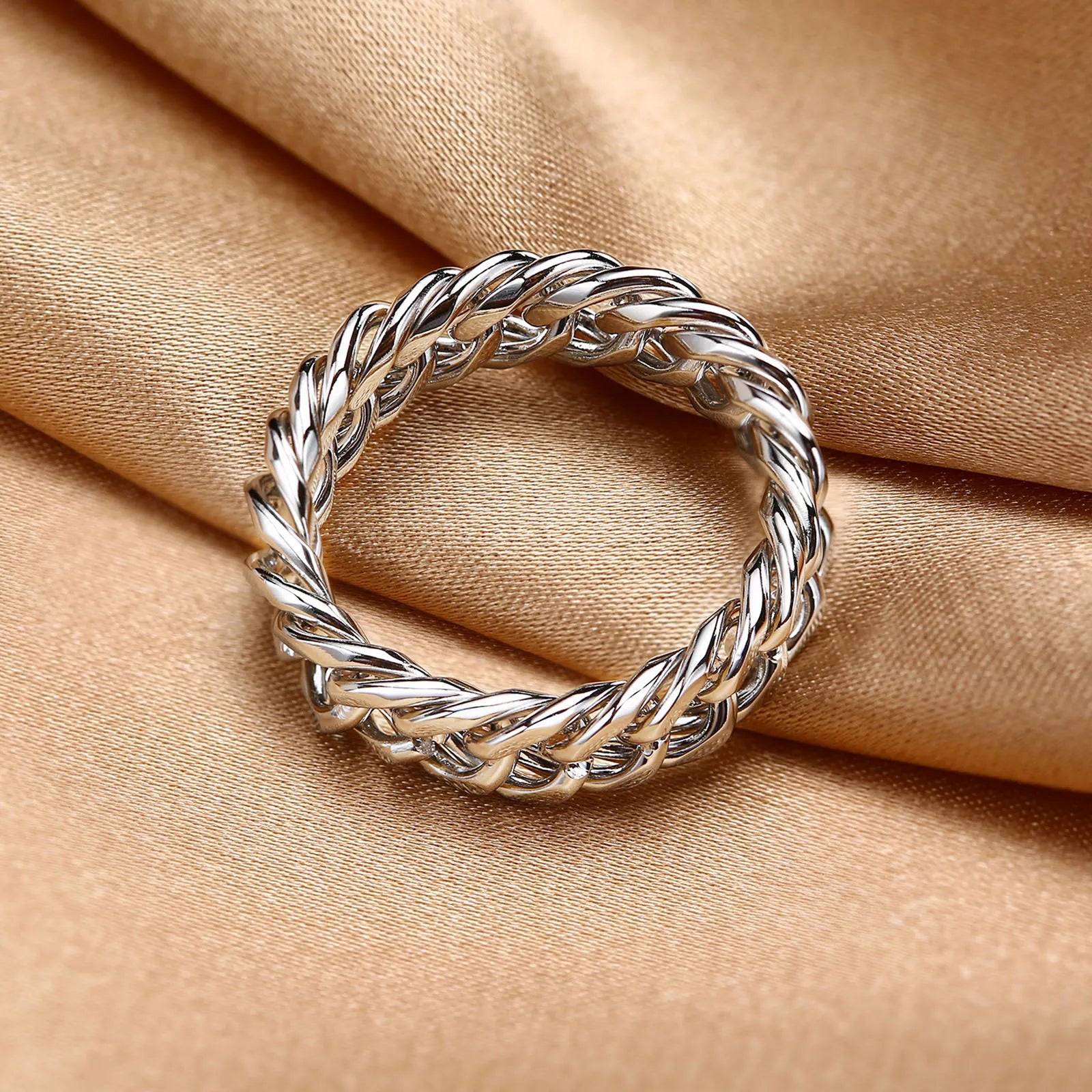 Hip hop Cuban link ring stainless steel band