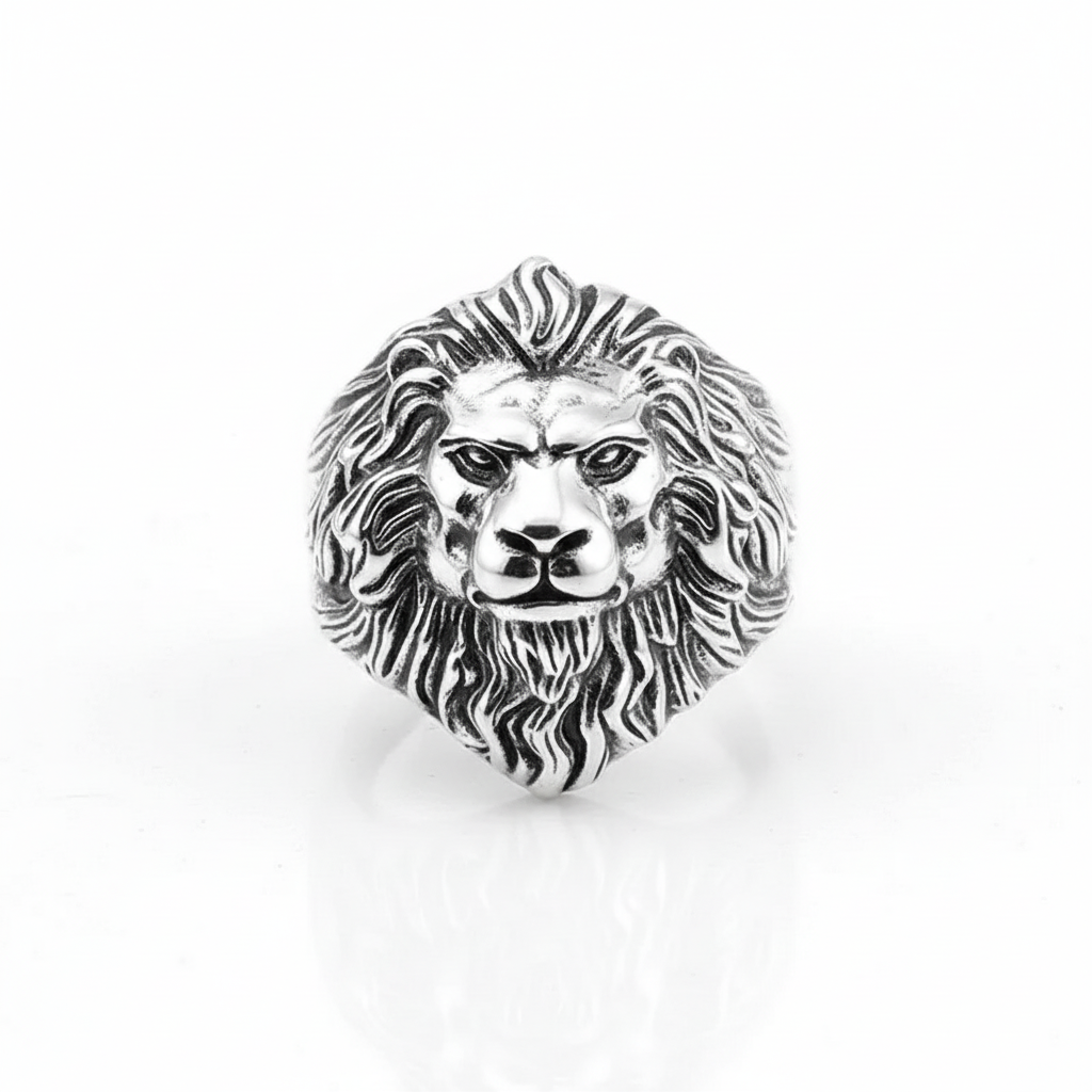 Lion head ring stainless steel king lion statement ring for men