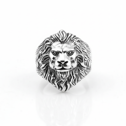 Lion head ring stainless steel king lion statement ring for men