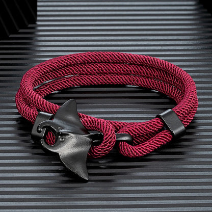 marine life bracelet with manta ray clasp and multilayer rope