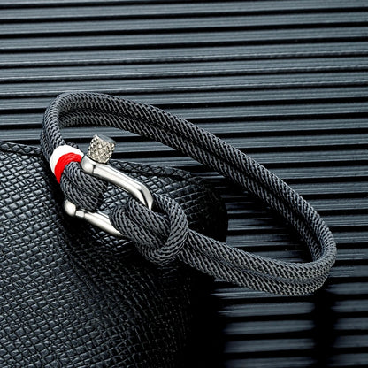 marine rope bracelet with stainless steel sailing shackle