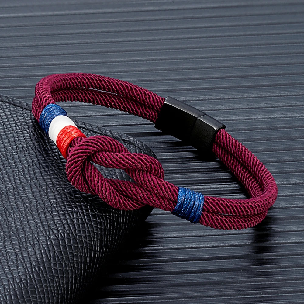 marine rope bracelet with black stainless steel magnetic clasp